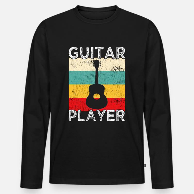 Gitarrist Retro - Männer Premium Bio Langarmshirt - Schwarz