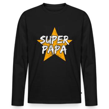 super papa - Männer Premium Bio Langarmshirt - Schwarz - Vorne - Nico (187cm)