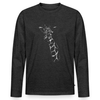 Girafe - T-shirt manches longues Premium bio Homme - anthracite chiné - Devant - Nico (187cm)