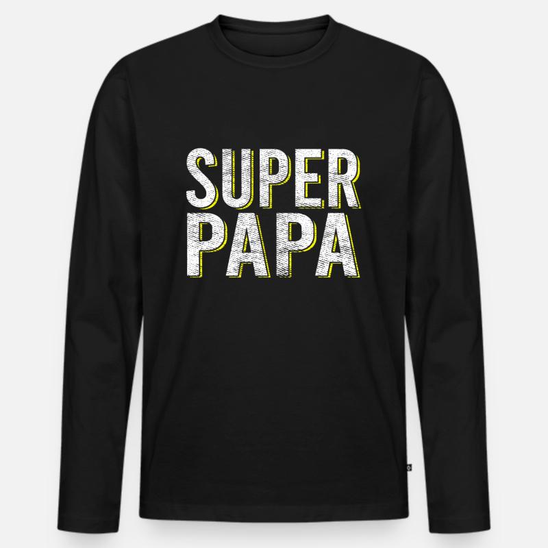 super papa - Männer Premium Bio Langarmshirt - Schwarz