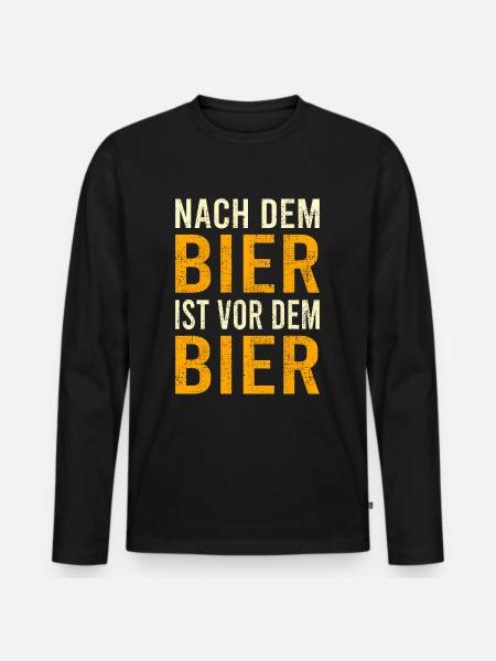 Lustiger Bier Spruch - Männer Premium Bio Langarmshirt - Schwarz