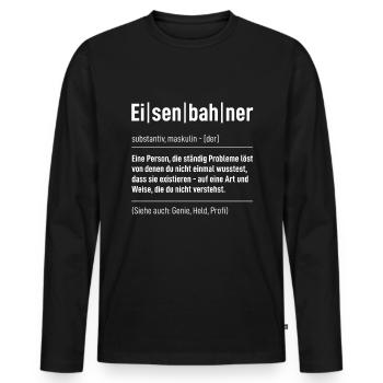 Eisenbahn - Männer Premium Bio Langarmshirt - Schwarz - Vorne - Nico (187cm)
