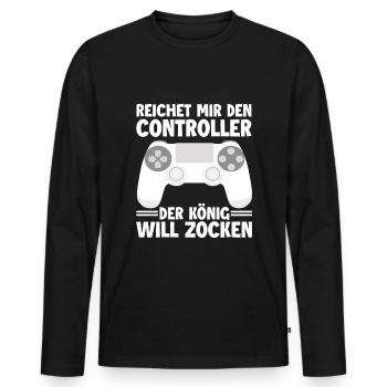 Gamer - Männer Premium Bio Langarmshirt - Schwarz - Vorne - Nico (187cm)