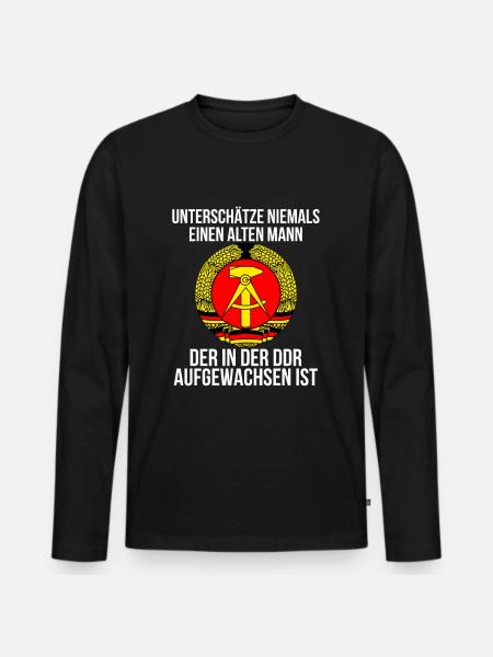 DDR - Männer Premium Bio Langarmshirt - Schwarz