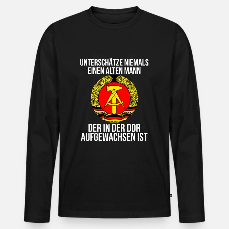 DDR - Männer Premium Bio Langarmshirt - Schwarz