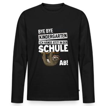 Schulanfang - Männer Premium Bio Langarmshirt - Schwarz - Vorne - Nico (187cm)