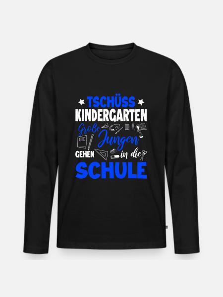 Schulanfang - Männer Premium Bio Langarmshirt - Schwarz