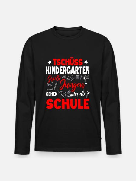Schulanfang - Männer Premium Bio Langarmshirt - Schwarz