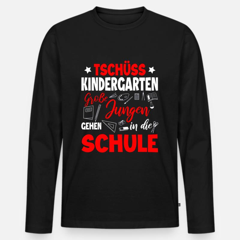 Schulanfang - Männer Premium Bio Langarmshirt - Schwarz