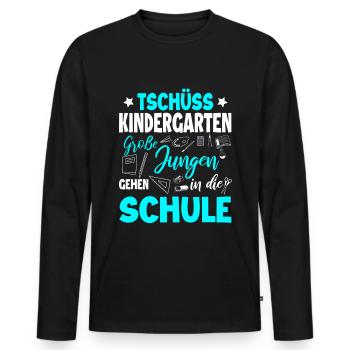 Schulanfang - Männer Premium Bio Langarmshirt - Schwarz - Vorne - Nico (187cm)
