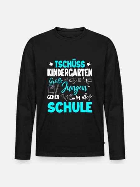 Schulanfang - Männer Premium Bio Langarmshirt - Schwarz