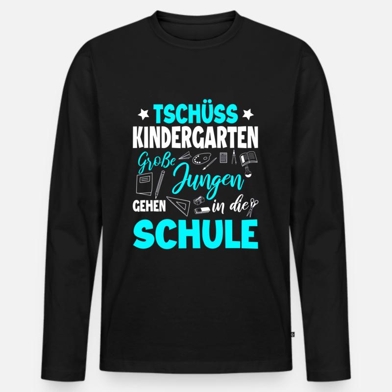 Schulanfang - Männer Premium Bio Langarmshirt - Schwarz