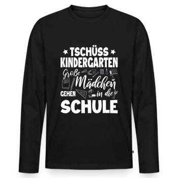 Schulanfang - Männer Premium Bio Langarmshirt - Schwarz - Vorne - Nico (187cm)