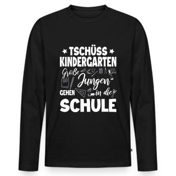 Schulanfang - Männer Premium Bio Langarmshirt - Schwarz - Vorne - Nico (187cm)