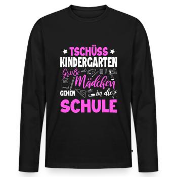 Schulanfang - Männer Premium Bio Langarmshirt - Schwarz - Vorne - Nico (187cm)