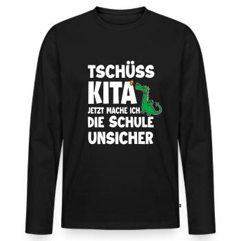 Schulanfang - Männer Premium Bio Langarmshirt - Schwarz - Vorne - Nico (187cm)