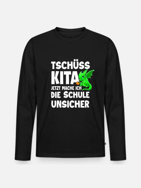 Schulanfang - Männer Premium Bio Langarmshirt - Schwarz