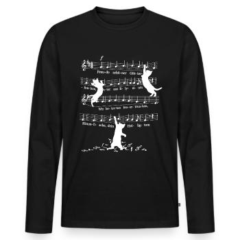 Insolente chat chat Beethoven 9.Symphonie Notes - T-shirt manches longues Premium bio Homme - noir - Devant - Nico (187cm)