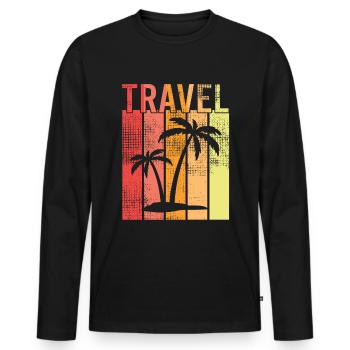 Vacances Voyage Travel - T-shirt manches longues Premium bio Homme - noir - Devant - Nico (187cm)