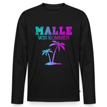 Malle wir kommen - Männer Premium Bio Langarmshirt - Schwarz - Vorne - Nico (187cm)