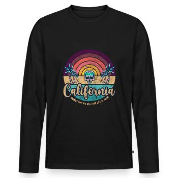 California Beach Palmen und Totenkopf-Cocktail - Männer Premium Bio Langarmshirt - Schwarz - Vorne - Nico (187cm)