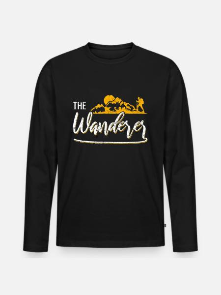 Der Wanderer - Männer Premium Bio Langarmshirt - Schwarz