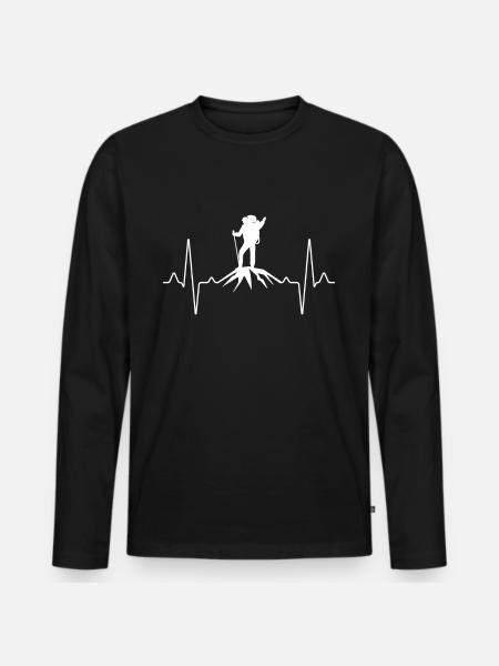 Hiking Peak Heartbeat - Men's Premium Organic Long Sleeve Shirt - black
