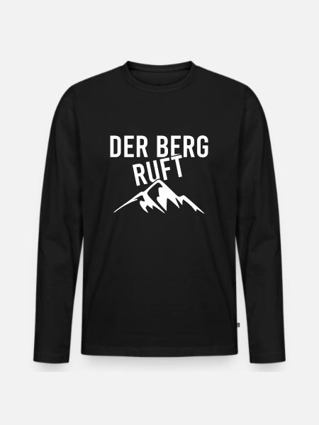 Der Berg ruft - Männer Premium Bio Langarmshirt - Schwarz