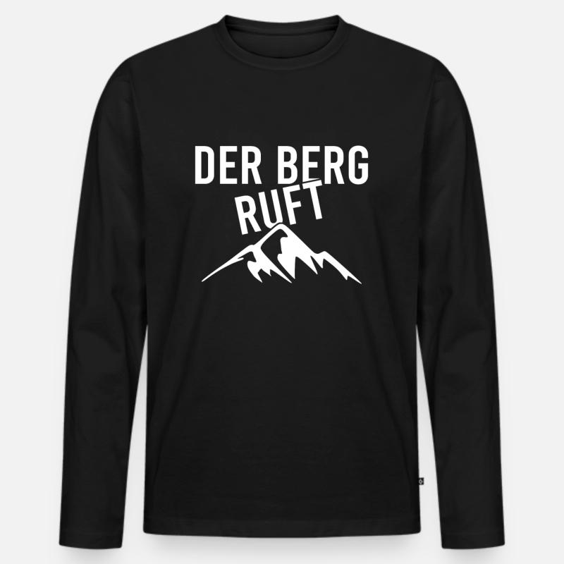 Der Berg ruft - Männer Premium Bio Langarmshirt - Schwarz