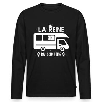 La Reine Du Camping Campeuse - T-shirt manches longues Premium bio Homme - noir - Devant - Nico (187cm)