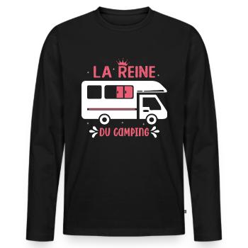 La Reine Du Camping Campeuse - T-shirt manches longues Premium bio Homme - noir - Devant - Nico (187cm)