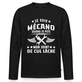 Je Suis Mécano Cadeau Mécanicien - T-shirt manches longues Premium bio Homme - noir - Devant - Nico (187cm)