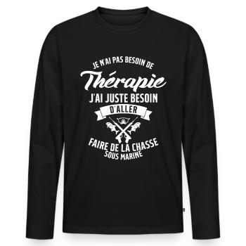 Pêche Sous Marine en Plongée Chasse Sous Marine - T-shirt manches longues Premium bio Homme - noir - Devant - Nico (187cm)