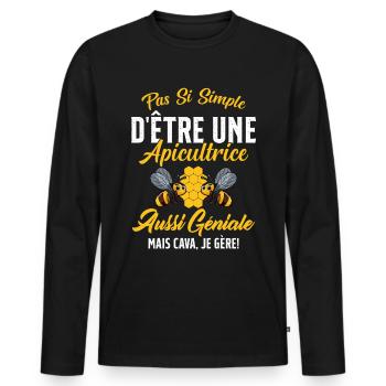 Si Simple D'être Une Apicultrice Géniale Citation - T-shirt manches longues Premium bio Homme - noir - Devant - Nico (187cm)