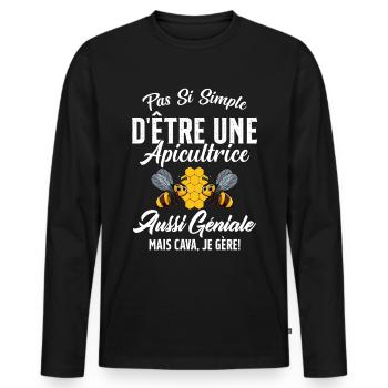 Si Simple D'être Une Apicultrice Géniale Citation - T-shirt manches longues Premium bio Homme - noir - Devant - Nico (187cm)