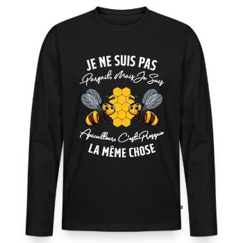 Pas Parfait mais Apiculteur Cadeau Humour Abeille - T-shirt manches longues Premium bio Homme - noir - Devant - Nico (187cm)