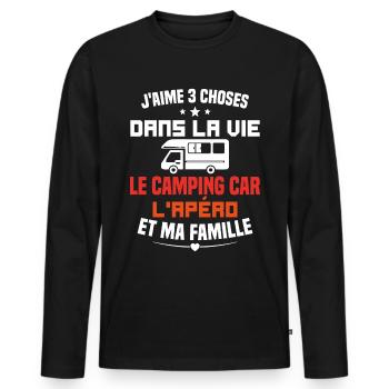 le camping car l'apéro et ma famille Humour Cadeau - T-shirt manches longues Premium bio Homme - noir - Devant - Nico (187cm)