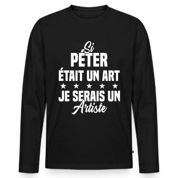 Humour Si péter était un art je serais un artiste - T-shirt manches longues Premium bio Homme - noir - Devant - Nico (187cm)