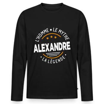 Alexandre L'Homme Le Mythe La Légende Cadeau - T-shirt manches longues Premium bio Homme - noir - Devant - Nico (187cm)