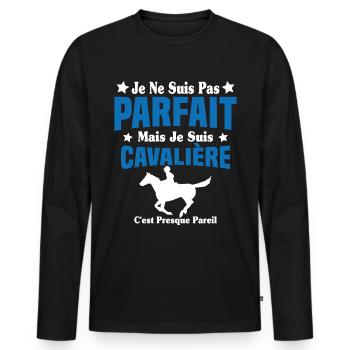 Je ne suis pas Parfait mais je suis Cavalière - T-shirt manches longues Premium bio Homme - noir - Devant - Nico (187cm)