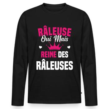 Reine des râleuses - T-shirt manches longues Premium bio Homme - noir - Devant - Nico (187cm)