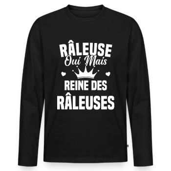 Reine des râleuses - T-shirt manches longues Premium bio Homme - noir - Devant - Nico (187cm)