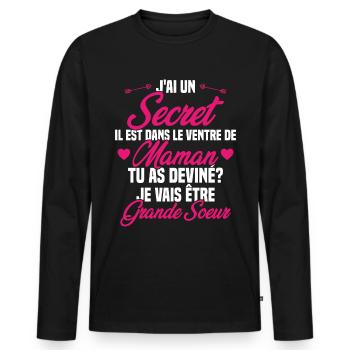 Tu as deviné je vais être grande soeur Humour - T-shirt manches longues Premium bio Homme - noir - Devant - Nico (187cm)