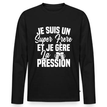 Super Frere Biere Humour Alcool - T-shirt manches longues Premium bio Homme - noir - Devant - Nico (187cm)
