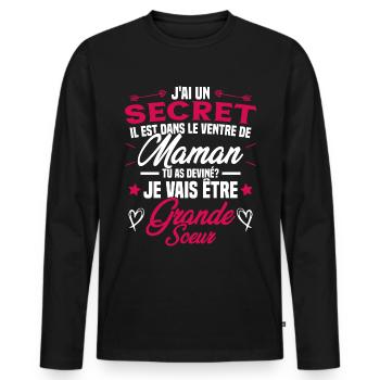 Tu as deviné je vais être grande soeur Humour - T-shirt manches longues Premium bio Homme - noir - Devant - Nico (187cm)