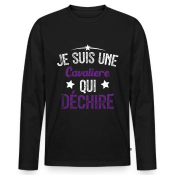 Je suis une Cavalière Qui Déchire - T-shirt manches longues Premium bio Homme - noir - Devant - Nico (187cm)