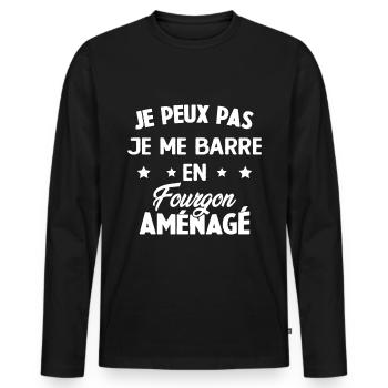 J'peux pas j'me barre en fourgon aménagé - T-shirt manches longues Premium bio Homme - noir - Devant - Nico (187cm)