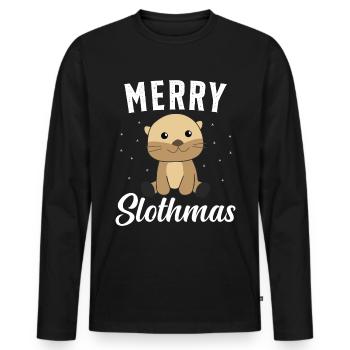 Faultier Weihnachten Weihnachtsgeschenk - Männer Premium Bio Langarmshirt - Schwarz - Vorne - Nico (187cm)