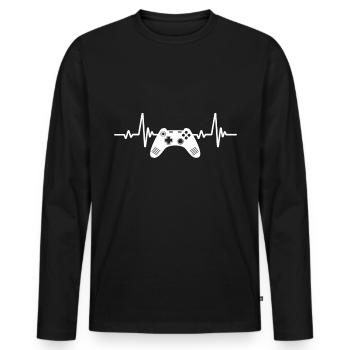 Heartbeat-Konsole Geek-Geschenk - Männer Premium Bio Langarmshirt - Schwarz - Vorne - Nico (187cm)