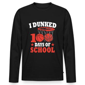 100 jours d'école Basket Cadeau Pour Enfants - T-shirt manches longues Premium bio Homme - noir - Devant - Nico (187cm)